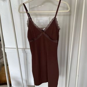 NEW H&M Lace Trim Ribbed Slip Dress